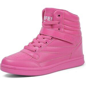 🆕Pink Women's Hidden Wedge High Top Sneakers 5.5cm Platform Bootie Casual Shoes